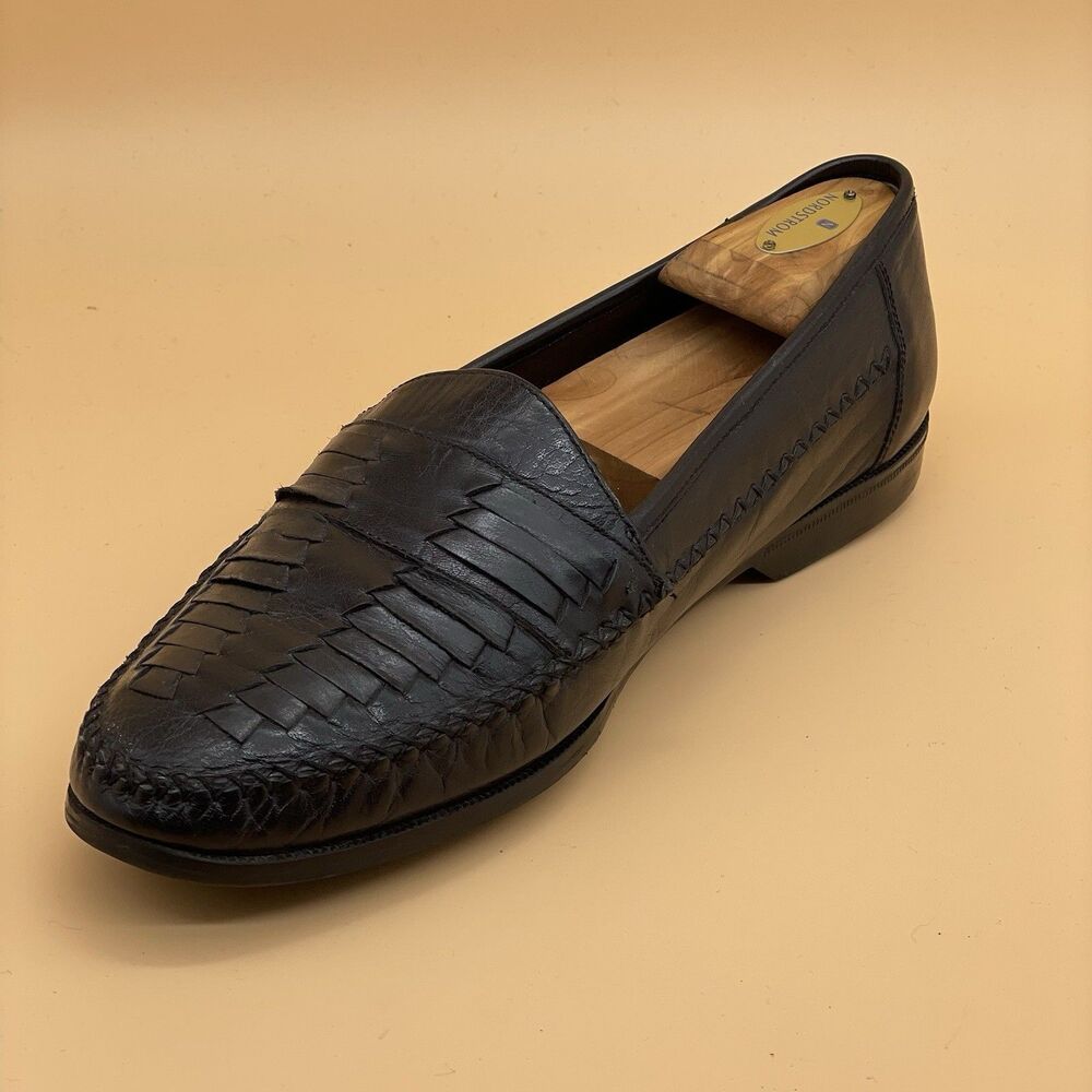 Deer Stags Palermo Leather Loafers Men's Size 10.5 M Black Weave Comfort Arch
